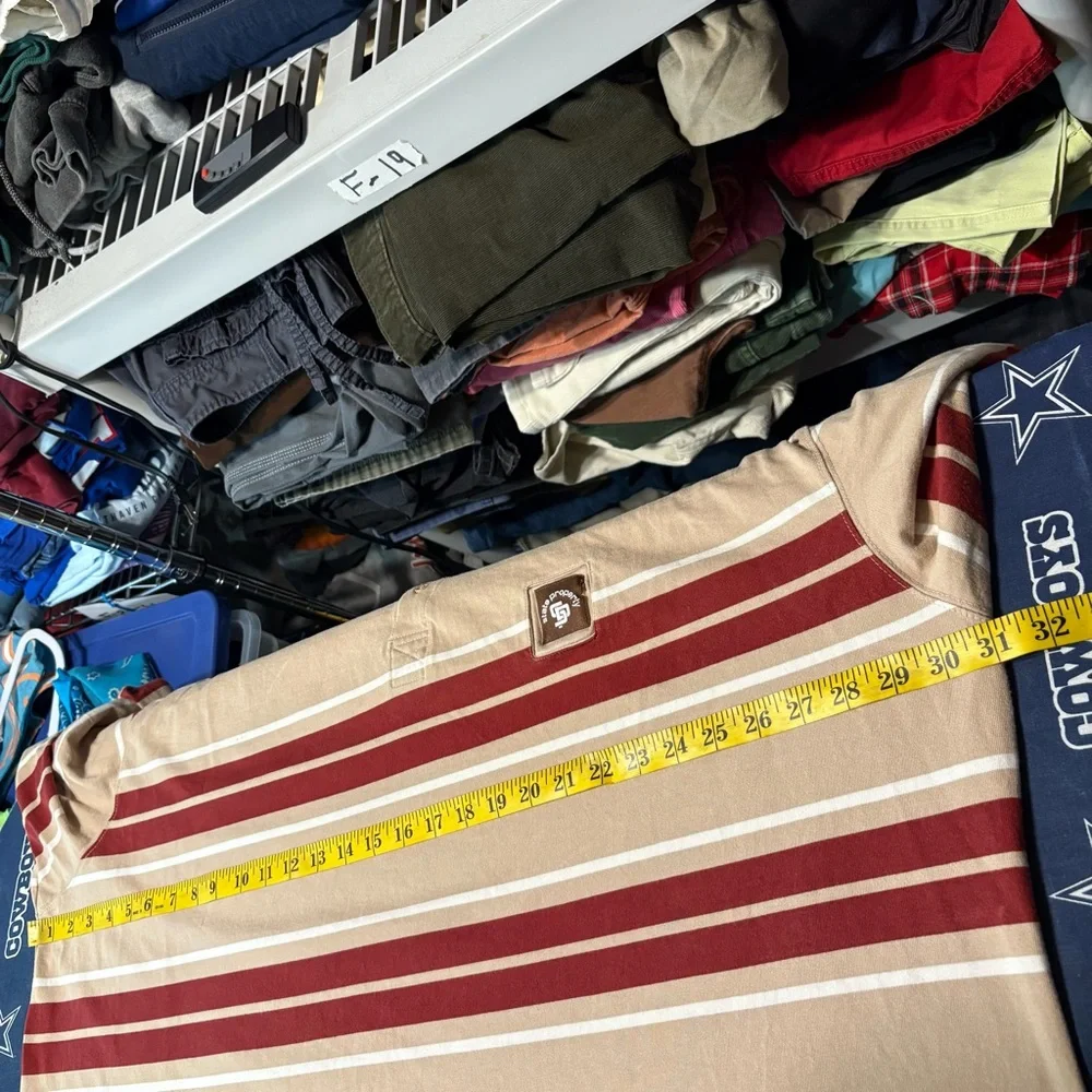 Striped Beige and Red Men's Shirt - Picture 4 of 6